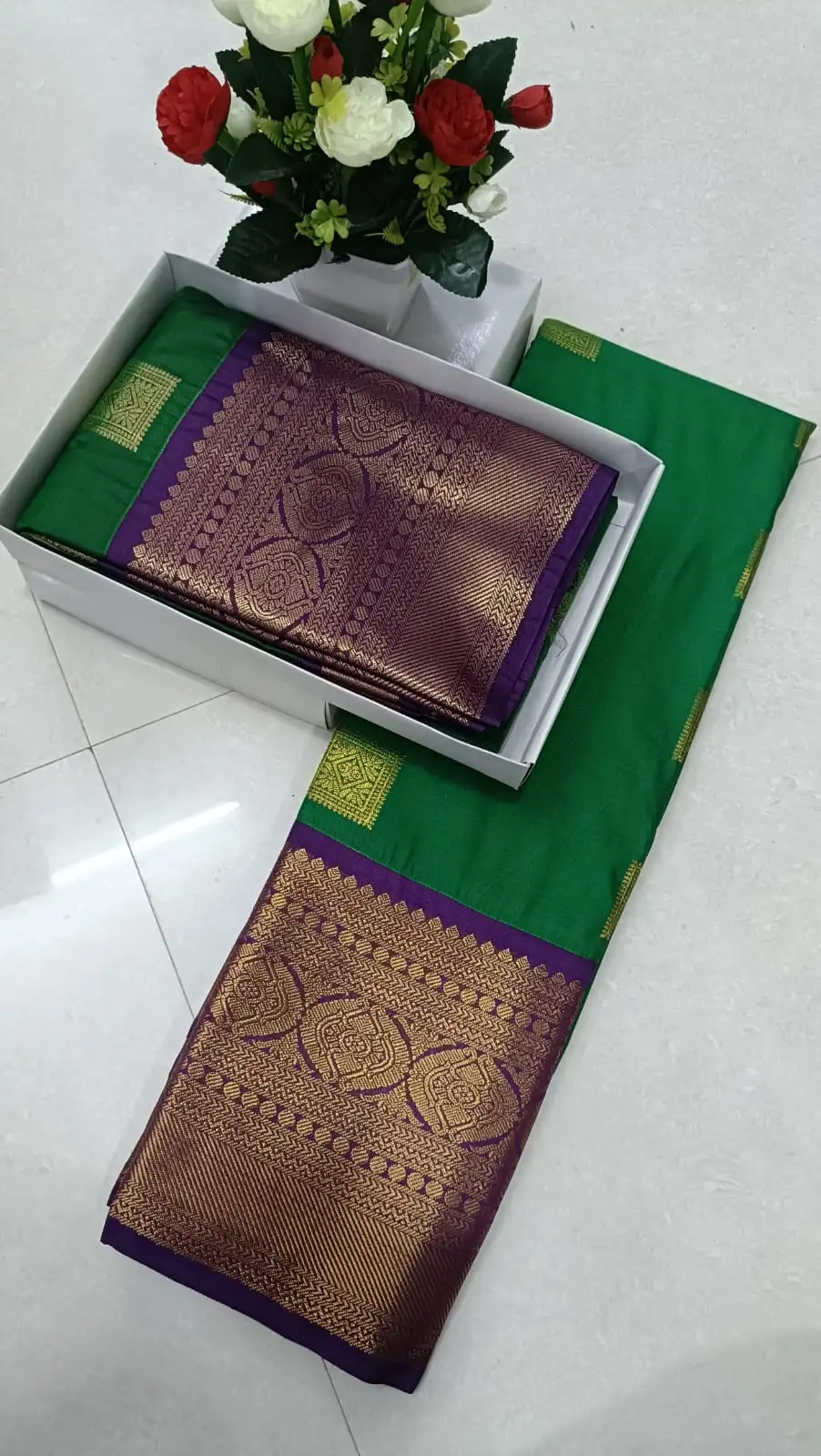 Premium Korvai Dual-Zari Mandala Butta Silk